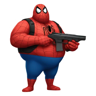 Fat Spider-Man with a gun  sticker