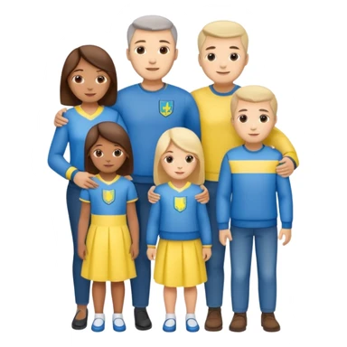 Ukrainian family with ukrainian flag on their clothes sticker