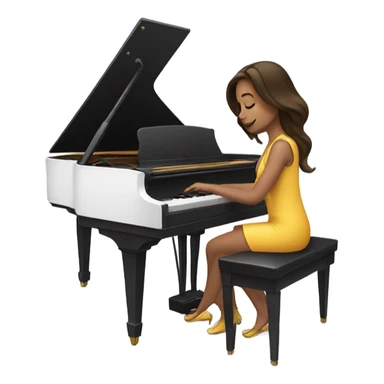 brunette emoji girl playing piano sticker