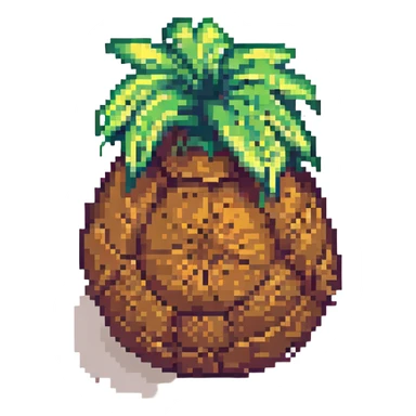 a pixel art style coconut, pixelated and retro sticker