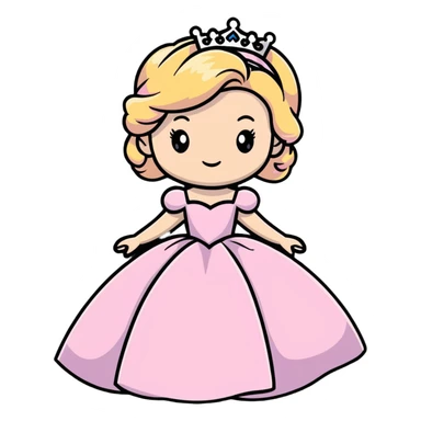 blonde princess holding her puffy pink ballgown dress sticker