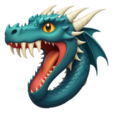 iOS style emoji, minimal dragon fang, dark fantasy object sticker
