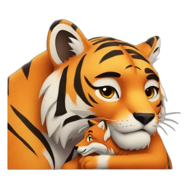 Tiger hugs a fox sticker