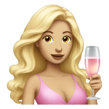 Pretty blonde lady with flowing hair drinking pink champagne sticker