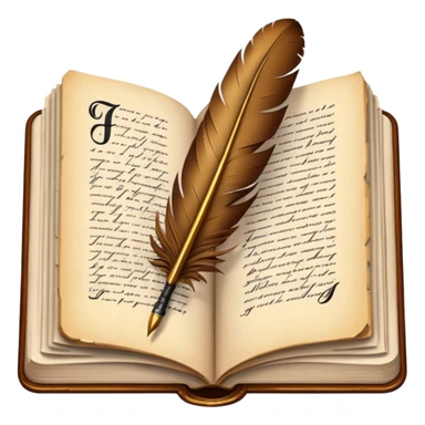 A giant quill writing in a book sticker