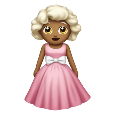 pink dress with white bows and lave  sticker