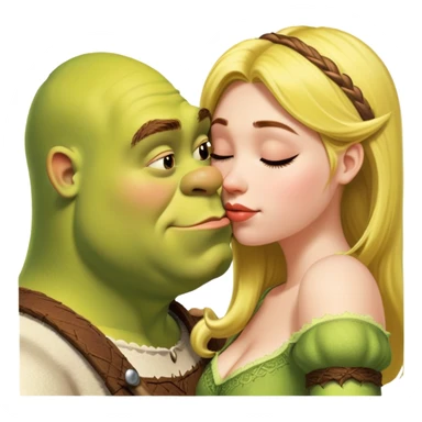 Girl kissing shrek sticker
