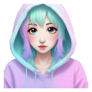 Cute Edgy Gothic Pastel Gradient Beautiful Anime Emo Hoodie Techwear Lady sticker
