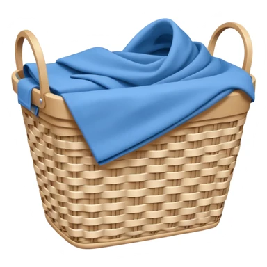 white LAUNDRY BASKET WITH FOLDED blue CLOTHES sticker