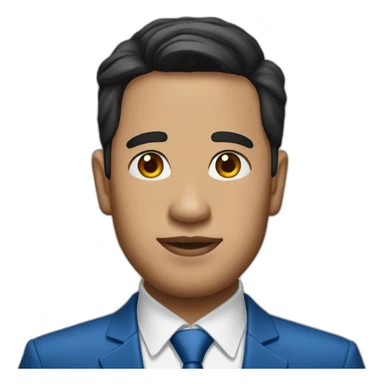 Pilipino man with a diamond earring and a blue suit and tie sticker