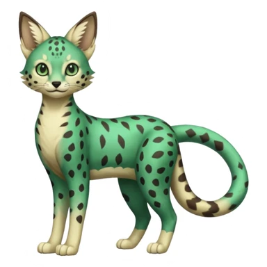 Epic complex detailed dark-emerald-green dark-brown beige pastel realistic aesthetic-scenic-Fakémon-Sprigatito-Floragato-Meowscarada-Trico-Sergal-Serval-Vernid-creature (full body) sticker