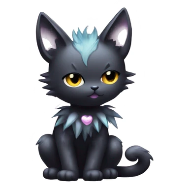Shiny Cool Punk pastel Black beautiful ethereal fantasy Kawaii Sona Fakemon-cat-animal with edgy bat-wings-ears Full Body sticker