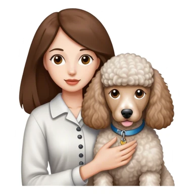 Long straight brown hair brown eyes beautiful women and white standard poodle you're holding sticker
