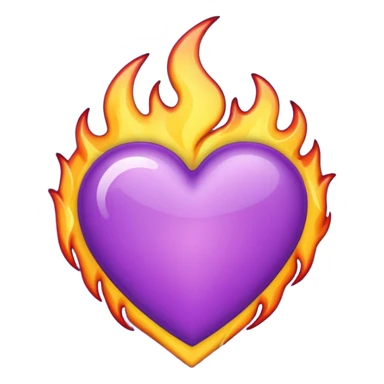 Coração roxo com chamas emoji iPhone sticker