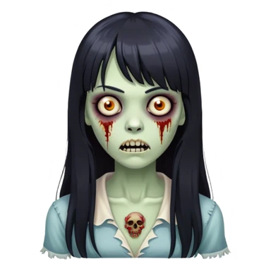 mulher zumbi com cabelo preto longo e franja sticker