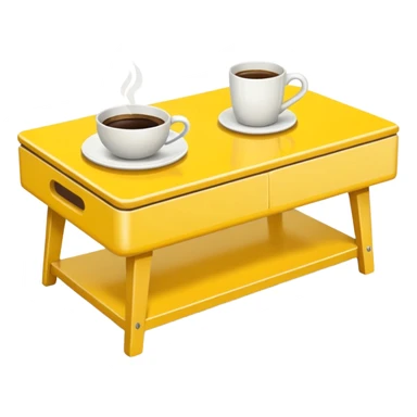 yellow coffe table, coffee on top
 sticker