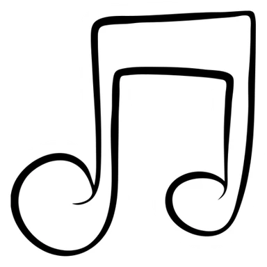 music icon, hand-drawn black outlined style sticker