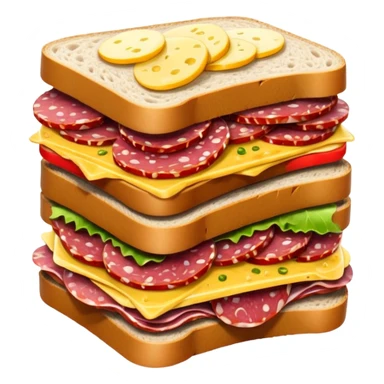 salami sandwich stacked with extra salami slices sticker