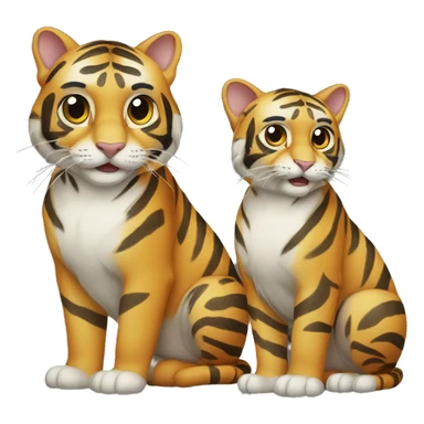 two tiger cats, one bigger and one smaller sticker