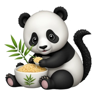Panda eating rice in the 3rd seahorse sticker
