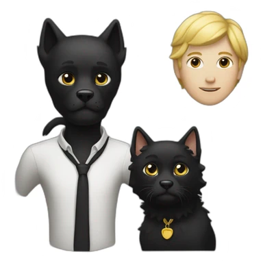 Chat noir et blanc et chien sticker