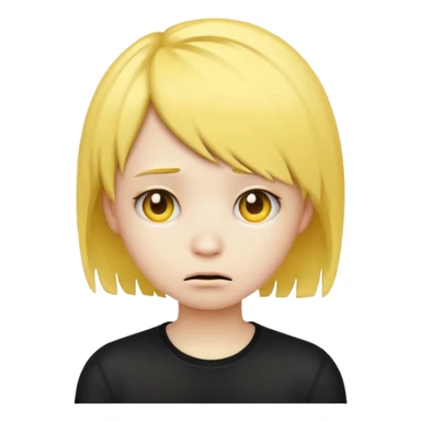 classic yellow emoji with emo hairstyle and sad expression sticker