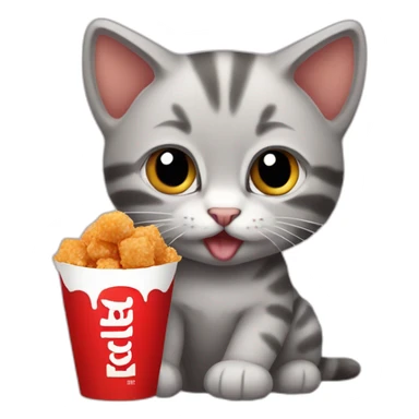 kitten eat kfc bites sticker
