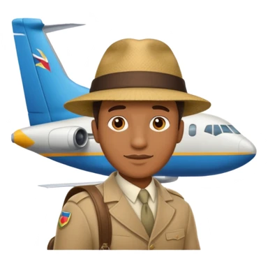 Visage homme créole réunionnais avec chapeau arrive avion sticker