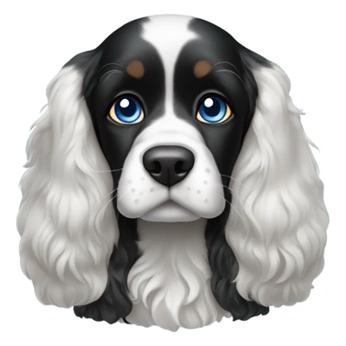 Black and white cocker spaniel with blue eyes sticker