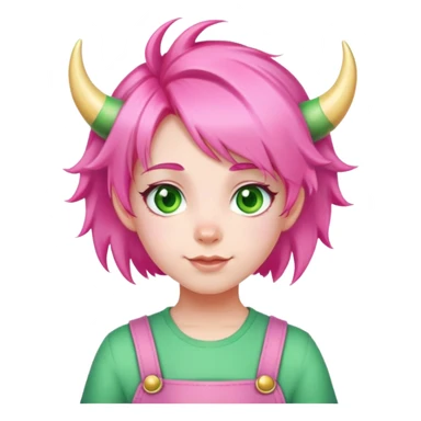 Anya Forger from Spy x Family, cute little girl with pink hair styled with two horn-like tufts, green eyes, and a cheerful expression sticker