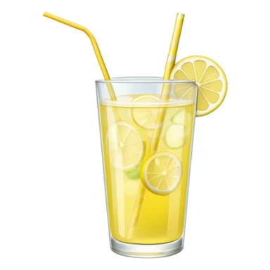 glass of lemonade with lemon slice and straw sticker