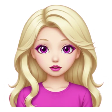 blonde girl, hypnotized eyes, magenta spiral pupils, big pink lips, bimbo, pink top, diva, gyaru, long hair  sticker