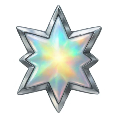 Silver chrome four-point star opal sticker