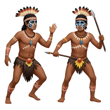 Cinematic Realistic scene of two indigenous male aboriginals performing an Aboriginal Corroboree, adorned in traditional body paint, A corroboree is an Australian Aboriginal ceremonial meeting. It usually includes celebration of Aboriginal mythology and spirituality, which is based in the Dreaming sticker