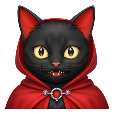 Vampire Pet, Black cat in red collar cloak sticker