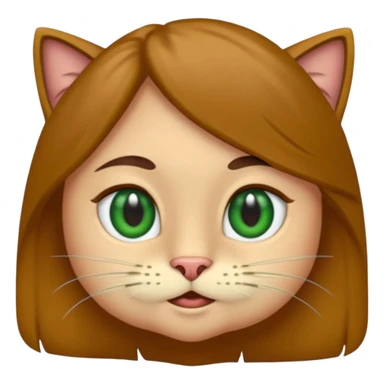 Crea un emoji donde salga un chico de pelo moreno con los ojos claros, una chica de pelo morena con los ojos marrones claros y UN gato europeo comun de pelaje marron oscuro y ojos verde claro, quiero que se esten abrazando el chico y la chica, y el gato este en el medio de los dos sticker