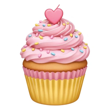cupcake with hearts and sprinkles in soft pink, beige and yellow pastel colors sticker
