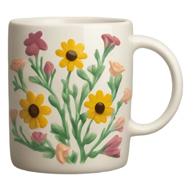 ceramic mug with flowers painted on it sticker