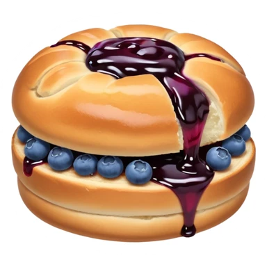 Make an emoji of a blueberry bun (small) that's broken off a bit so you can see the blueberry jam sticker