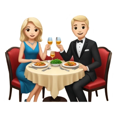 ligth couple having dinner at a restaurant full body sticker