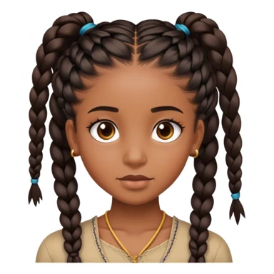 Brown skin girl with long black 40 inch bust down braids  sticker