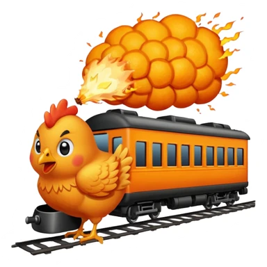 Chicken eating a train while exploding sticker