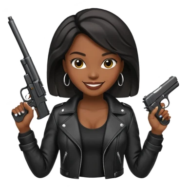 A sexy black female gangster with a gun sticker