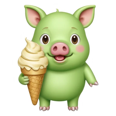 green pig with ice cream sticker