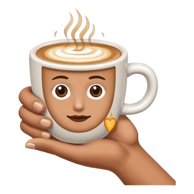 a white hand holding a cup of coffee but just the hand and the cup sticker