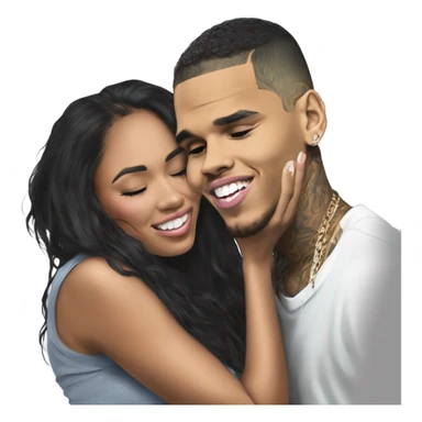 Hyper Realistic Chris Brown  Karruche Tran romantic photo  sticker
