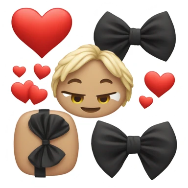 a red heart emoji with a black bow wrapped around it sticker