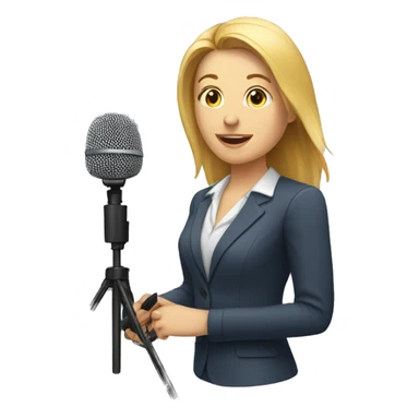 one reporter woman with report microphone  sticker