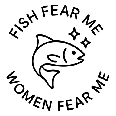 fish with sparkles with circular text fish fear me women fear me sticker