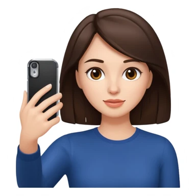 Brunette influencer woman taking selfie sticker
